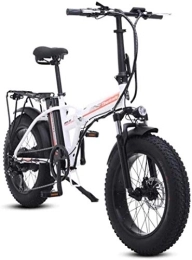 RDJM Bike RDJM Ebikes, Fast Electric Bikes for Adults 20 inch Snow Electric Bike Removable Lithium-Ion Battery 500W Urban Commuter 7 Speed Ebike for Adults 48V 15Ah Lithium Battery (Color : White)