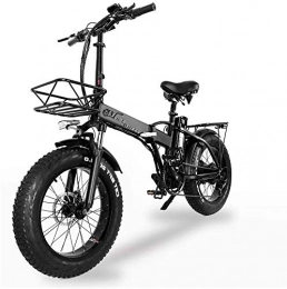 REWD Electric Bike REWD Folding Electric Bike 500w 48v 15ah 20" * 4.0 Fat Tire e-bike LCD Display with 5 Levels speed (Color : Black)