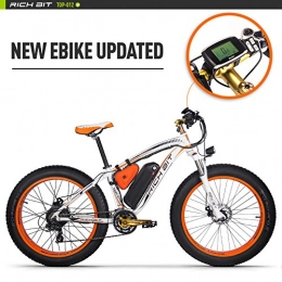 RICH BIT Bike RICH BIT 012 PLUS 1000W 48V*17Ah High Performance Battery 26''*4''inch Fat Tire Alluminum Frame Unisex Forest Beach Snow Bike Outdoors Cycling (WHITE-ORANGE)