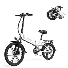 Samebike Electric Bike SAMEBIKE 20LVXD30-II Electric Bicycle for Adults 48V 10.4AH Electric Bike 20 Inch Folding Ebike Electric City Commuter Bicycle SHIMANO 7 Speeds (White)