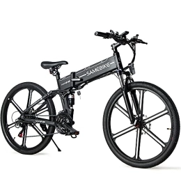 Samebike  SAMEBIKE 26'' Electric Bike for Adult, LO26-II Upgrade Version with 48V 10.4AH Removable Lithium-Ion Battery, Folding City Commuter Electric Bicycle, 21-Speed (Black)