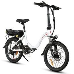 Samebike  SAMEBIKE Electric Bike 20" Electric Folding Bike for Adults, E Folding Bike 36V 12AH Extendable Batterie, E-bike for Shimano 7 Speed Portable Folding Ebike Men Ladies (White)