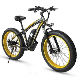 TANCEQI Electric Bike TANCEQI Adult Fat Tire Electric Mountain Bike, 26 Inch Wheels, Lightweight Aluminum Alloy Frame, Front Suspension, Dual Disc Brakes, Electric Trekking Bike for Touring, Yellow