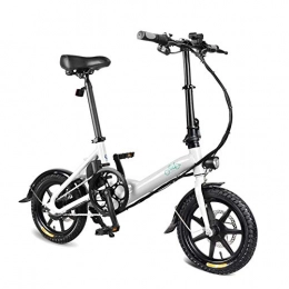 Teekit Bike Teekit 1 Pcs Electric Folding Bike Foldable Bicycle Double Disc Brake Portable for Cycling, White