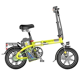 TGHY Bike TGHY Folding Electric Bike 25km / h 60km Range Aluminum Alloy 14 inch Portable Bicycle Adjustable Height LED Headlight 240W 20AH / 48V Removable Lithium Battery Double Disc Brakes, Yellow