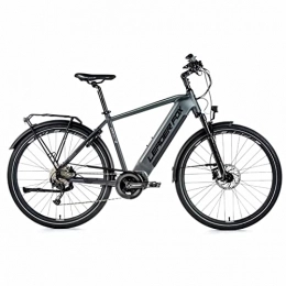 Leaderfox Bike Velo Electrique-VAE VTC Leader Fox 28'' Lucas 2021 Homme Moteur Central bafang m420 36v 80nm Batterie 20a 9v sunrace Gris