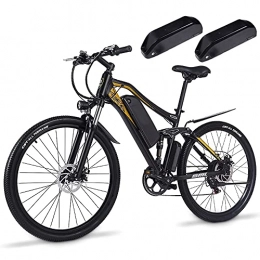 Vikzche Q Electric Bike Vikzche Q M60 Electric Bike 27.5" with 48V / 15Ah Removable Lithium Battery, Full Suspension, Shimano 7-Speed City eBike 500W (TWO BATTERIES)