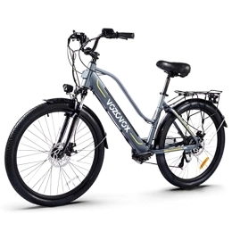 VOZCVOX Bike VOZCVOX Electric Bike Ladies Electric City Bike for Women 26" Electric Cargo Bikes Commute E-bike E Trekking Bike With 48V9.6AH Battery Pedal Assist Disc Brake 7Speed Gears (Grey)