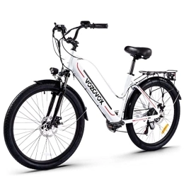 VOZCVOX Bike VOZCVOX Electric Bike Ladies Electric City Bike for Women 26" Electric Cargo Bikes Commute E-bike E Trekking Bike With 48V9.6AH Battery Pedal Assist Disc Brake 7Speed Gears (White)