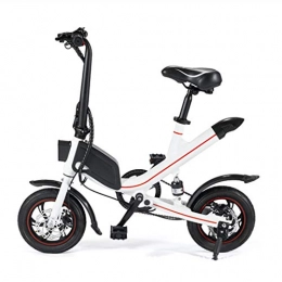 WUS Bike Wu's 12 Inches Folding Electric Bike, Lithium Ion Battery, Front And Rear Disc Brakes, 25KM / H, Driving Range 20-30KM, Shock Absorber, White
