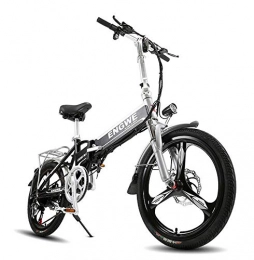 WXJWPZ Bike WXJWPZ Folding Electric Bike 20inch Electric Bike Aluminum Folding Electric Bicycle 400W Powerful Mottor 48V10A Battery 32km / h, Black