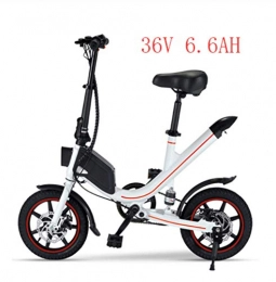 WXJWPZ Bike WXJWPZ Folding Electric Bike Folding Eblike For Adult 14 Inch 25km / h 36V 6.6AH Lithium Battery Electric Bike, White