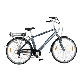 Xplorer Bike Xplorer Silver Line, 26 inch Electric Bicycle, E-Bike with Motor BAFANG 250W, Battery 36V 13AH, 19 inch Alloy Frame, Gear Shift SHIMANO TOURNEY 6 Spd, with V Brake TEKTRO