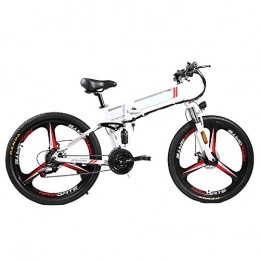 XXZ Bike XXZ Electric Mountain Bike, 48V 8AH 350W 26'' E-Bike 21 Speeds Beach Cruiser Mens Sports Mountain Bike Full Suspension Lithium Battery Hydraulic Disc Brakes, White