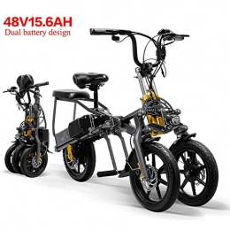 YDBET Electric Bike YDBET Folding Electric Bikes, 2 Batteries 48V 350W Foldable Mini Electric Tricycle 14 Inches 15.6Ah 1 Second High-End Electric Tricycle Folding Easily