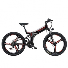 YUNYIHUI Bike YUNYIHUI 26" Folding Bike, Smart Electric bicycle, With 48V Removable Lithium Battery Charging, Shimano 21 Speed Gear, Commuter Bike, 90km, Black-One wheeled dual battery version