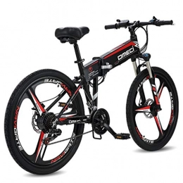 YUNYIHUI Bike YUNYIHUI 26 inch electric folding bike, MTB mountain bike e bike, double suspension 48V10ah 300W motor, Disc Brakes, Three Working Modes, Black-Three knife wheel