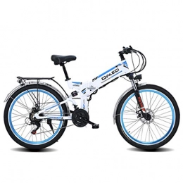 YUNYIHUI Bike YUNYIHUI Electric folding bike, urban road electric car, 300W 48V Disc Brakes Commuter Bike, Premium Full Suspension and Shimano 21 Speed Gear, White vintage wheel-300W48V10A