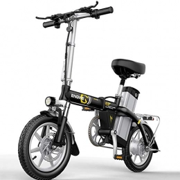 ZBB Bike ZBB Folding Electric Bike with 48V Removable Lithium-Ion Battery, 14 inch E-bike with 400W Brushless Motor Aluminum Alloy Frame Maximum Speed 30 KM / h for Adult Women Men, Black, 80to150KM