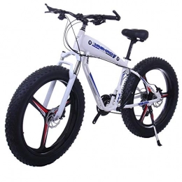 ZJGZDCP Bike ZJGZDCP 26 Inch 21 / 24 / 27 Speed Electric Mountain Bikes With 4.0" Fat Snow Bicycles Dual Disc Brakes Brakes Beach Cruiser Mens Sports E-bikes (Color : 15Ah, Size : White)