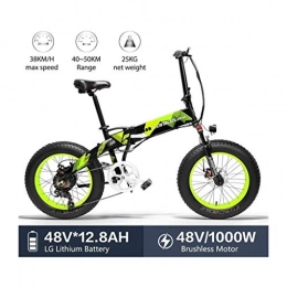 ZJGZDCP Bike ZJGZDCP 48V 12.8Ah Electric Bike 20-inch Fat Tire City Bicycle Folding E-bike 7 Speed Snow Bikes 1000W Engine Aluminum Alloy Frame 5 PAS Mountain Bikes (Color : Green)