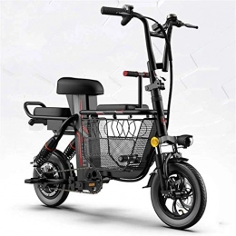 ZJZ Bike ZJZ 12" Fat Tire Folding Electric Bike Folding Beach Snow Bicycle bike with Storage Basket 350w 48v 11ah Removable Lithium Battery Moped Mountain Bicycles, Black