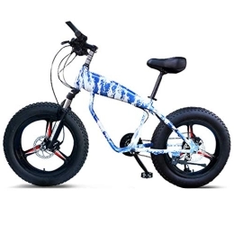 WJSW Bike 20 Inch Mountain Bikes, 30-Speed Overdrive Fat Tire Bicycle, Boys Womens Aluminum Frame Hardtail Mountain Bike with Front Suspension, Blue, 3 Spoke