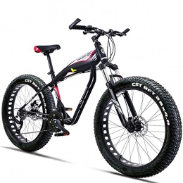 Bananaww Fat Tyre Bike 24 / 26 Inch Mountain Bike, Mens Mountain Bike with High Carbon Steel Frame, Shimano 27 / 30 Speed Disc Brake, 4.0 Inch Thick Wheel Mountain Bikes, Adult Fat Tire Mountain Trail Bike