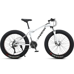 Bananaww Bike 24 Inch Mountain Bikes, 4.0 Inch Thick Wheel, Adult Fat Tire Mountain Trail Bike, 7 / 21 / 24 / 27 / 30 Speed Bicycle, High-carbon Steel Frame Dual Full Suspension Dual Disc Brake