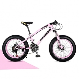 SHUI Bike 24inch Fat Tire Mountain Bike, 7 / 21 / 24 / 27 / 30 Speed MTB, High Carbon Steel Frame, Stable Disc Brake, Bold Shock Absorber Fork, Front Suspension Anti-Slip Bikes Pink-21sp