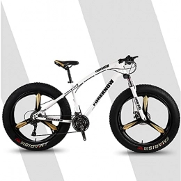 SHUI Bike 26-inch Mens Fat Tire Mountain Bike, High Carbon Steel Frame, 21-Speed, 3-spoke Wheels, Stable Disc Brake, Multi-Colors White-30sp