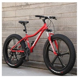 WJSW Bike 26 Inch Mountain Bikes, High-carbon Steel Hardtail Mountain Bike, Fat Tire All Terrain Mountain Bike, Women Men's Anti-Slip Bikes, Red, 21 Speed 5 Spoke