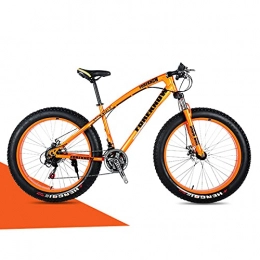 SHUI Fat Tyre Bike 26inch Fat Tire Mountain Bike, 7 / 21 / 24 / 27 / 30 Speed MTB, Anti-Slip Bicycle Disc Brake Bold Shock Absorber Fork, High Carbon Steel Frame, Full-spoke Bicycle, Multi-Col Orange-7sp