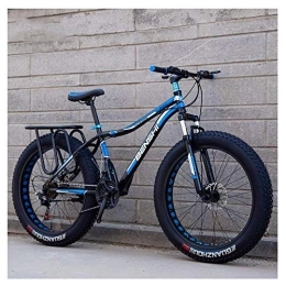 WJSW Fat Tyre Bike Adult Fat Tire Mountain Bikes, Dual Disc Brake Hardtail Mountain Bike, Front Suspension Bicycle, Women All Terrain Mountain Bike, Blue B, 24 Inch 24 Speed