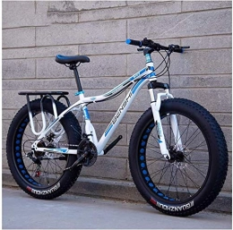 Aoyo Bike Adult Fat Tire Mountain Bikes, Dual Disc Brake Hardtail Mountain Bike, Front Suspension Bicycle, Women All Terrain Mountain Bike, (Color : White D, Size : 24 Inch 21 Speed)