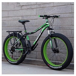 WJSW Bike Adult Fat Tire Mountain Bikes, Dual Disc Brake Hardtail Mountain Bike, Front Suspension Bicycle, Women All Terrain Mountain Bike, Green A, 24 Inch 24 Speed