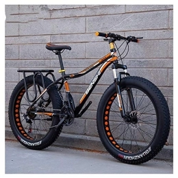 WJSW Bike Adult Fat Tire Mountain Bikes, Dual Disc Brake Hardtail Mountain Bike, Front Suspension Bicycle, Women All Terrain Mountain Bike, Orange B, 26 Inch 27 Speed