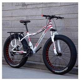 WJSW Bike Adult Fat Tire Mountain Bikes, Dual Disc Brake Hardtail Mountain Bike, Front Suspension Bicycle, Women All Terrain Mountain Bike, White B, 26 Inch 24 Speed