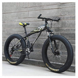 Giow Fat Tyre Bike Adult Mountain Bikes, Boys Girls Fat Tire Mountain Trail Bike, Dual Disc Brake Hardtail Mountain Bike, High-carbon Steel Frame, Bicycle, Yellow D, 26 Inch 27 Speed