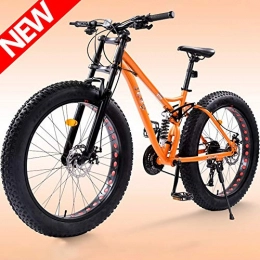 ATGTAOS Fat Tyre Bike ATGTAOS 26 Inch 21 Speed Mountain Bike, Fat Tire Mountain Trail Bike, Sand Bicycle, Snow Bike, Road Racing, Bicycle, Front and Rear Shock Absorption, Dual Disc Brake, Adult Boys Girls, Yellow