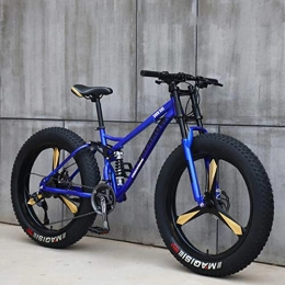 AURALLL Fat Tyre Bike AURALLL Mountain Bikes, All Terrain Mountain Bike, Dual Suspension Frame And Suspension Fork Fat Tire Mountain Bike, 24" 26 Inch, Blue, 26 inch 24 speed