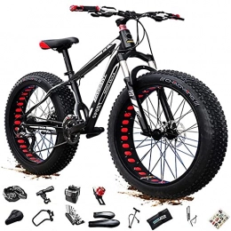 Bananaww Bike Bananaww 24 / 26 * 4.0 Inch Thick Wheel Men's Mountain Bikes, Adult Fat Tire Mountain Trail Bike, 27 / 30 Speed Bicycle, High-carbon Steel Frame, Dual Full Suspension Dual Disc Brake Bicycle