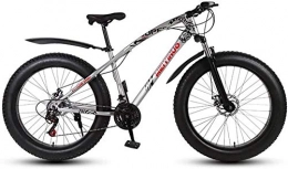 baozge Bike baozge Mens Adult Fat Tire Mountain Bike Variable Speed Snow Bikes Double Disc Brake Beach Bicycle 26 inch Wheels Cruiser Bicycles Black 24 Speed-21 speed_Silver