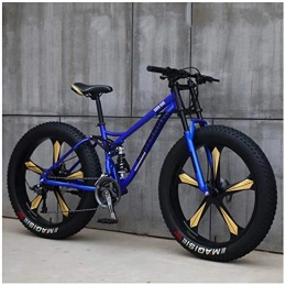 CDFC Fat Tyre Bike CDFC Mountain Bikes, 26 Inch Fat Tire Hardtail Mountain Bike, Dual Suspension Frame And Suspension Fork All Terrain Mountain Bike, Blue 5 Spoke, 7stage shift