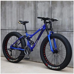 CDFC Fat Tyre Bike CDFC Mountain Bikes, 26 Inch Fat Tire Hardtail Mountain Bike, Dual Suspension Frame And Suspension Fork All Terrain Mountain Bike, Blue Spoke, 24stage shift