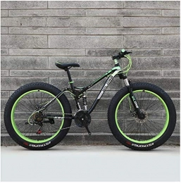 DFEIL Fat Tyre Bike DFEIL Mountain Bikes, High-carbon Steel Frame, Dual Disc Brake Hardtail 24 / 26 Inches All Terrain Cross-country Mountain Bicycle Variable Speed Anti-Slip Bikesgreen