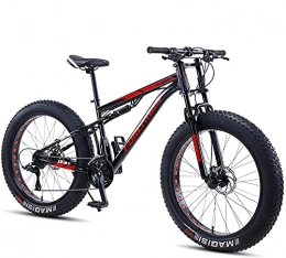 QLOFEI Fat Tyre Bike Fat Tire Mountain Bikes for Men 26 Inch, Full Suspension Trail Bikes Women Adult Kids Age12 All-Terrain Fat Tire Mountain Bike21-27-30 Speed Mountain Bikes, Los Angeles Courier station, black, 21 speed