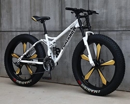 QLOFEI Fat Tyre Bike Fat Tire Mountain Bikes for Men 26 Inch, Full Suspension Trail Bikes Women Adult Kids Age12 All-Terrain Fat Tire Mountain Bike21-27-30 Speed Mountain Bikes, Los Angeles Courier station, white 2, 21 speed