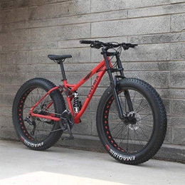 GASLIKE Bike GASLIKE 26 Inch Mens Fat Tire Mountain Bike, Beach Snow Bikes, Double Disc Brake Cruiser Bicycle, Lightweight High-Carbon Steel Frame, Aluminum Alloy Wheels, Red, 27 speed