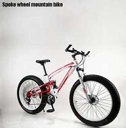 GASLIKE Bike GASLIKE Adult Fat Tire Mountain Bike, Snow Bikes, Double Disc Brake Beach Cruiser Bikes, Men All-Terrain Full Suspension Bicycle, 4.0 Wide 24 Inch Wheels, B, 24 speed